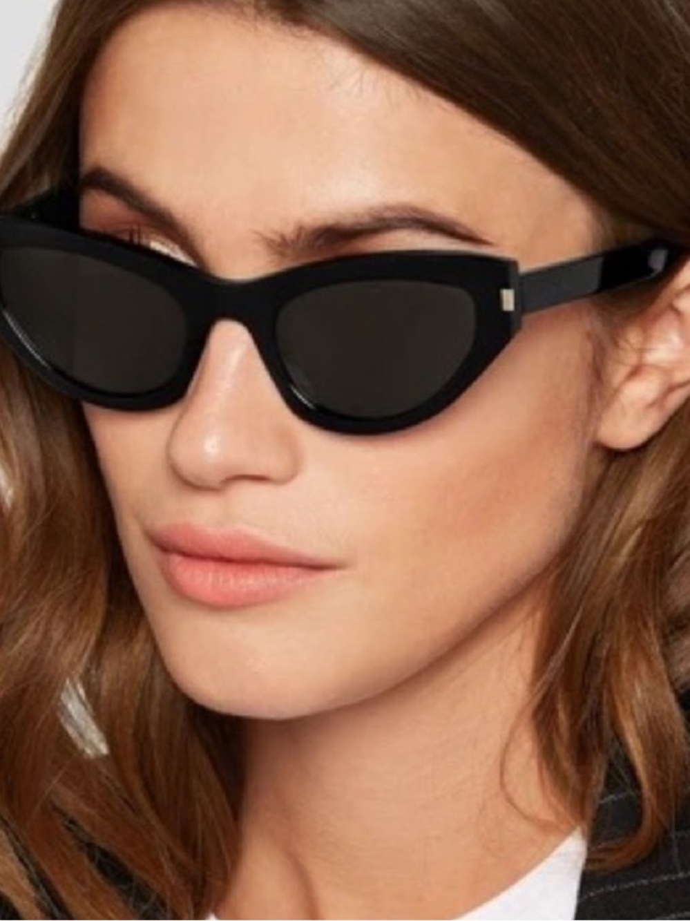 Saint Laurent Black Cat-Eye Sunglasses with Dark Lenses SL 215 GRACE